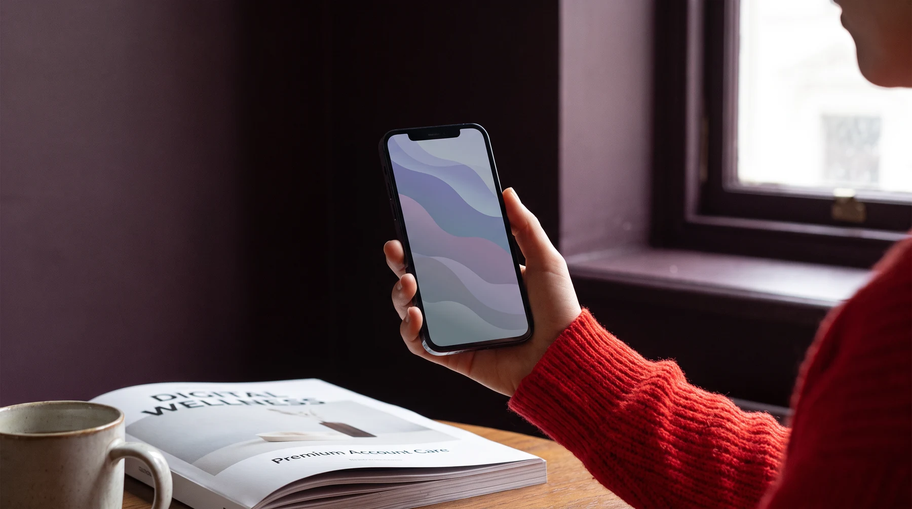 Person holding a phone with an abstract screen
